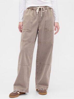 GAP Women’s High Rise Pull-On Wide-Leg Brown Utility Jeans